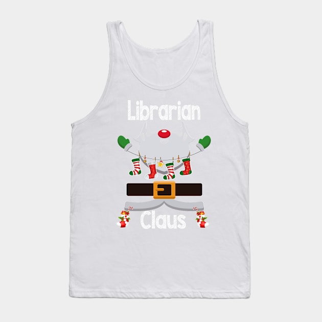 Librarian Claus Santa Christmas Costume Pajama Tank Top by johnbbmerch